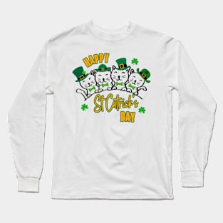 Happy St Catrick's Day Kittens Long Sleeve T-Shirt